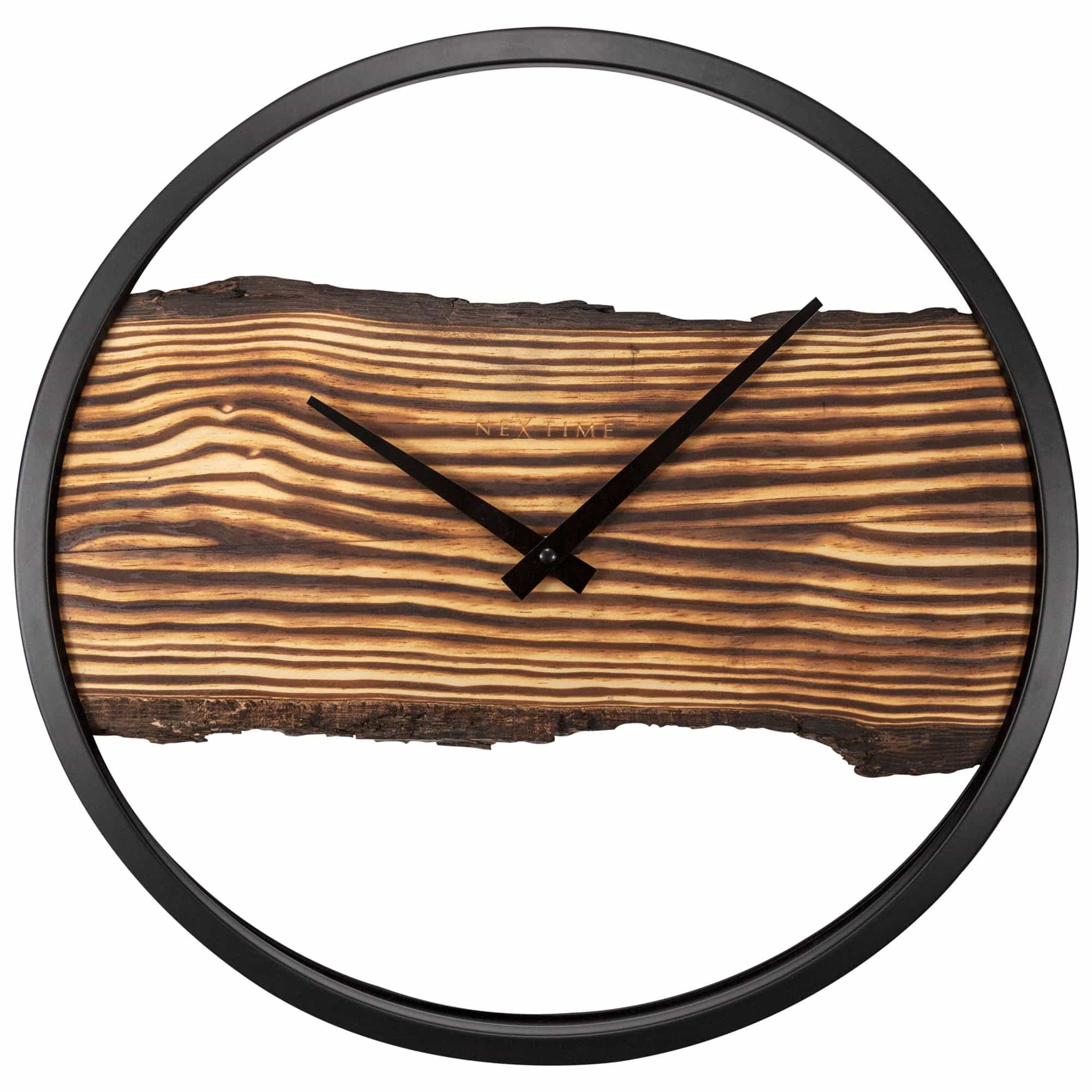 NeXtime Houten wandklok - geruisloos - 30 cm - hout/metaal - bos